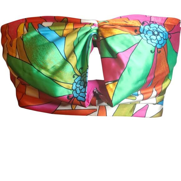 Rachel Zoe Mod Floral Bow Keyhole Crop Tube Top Women size Small NWT - Picture 2 of 4